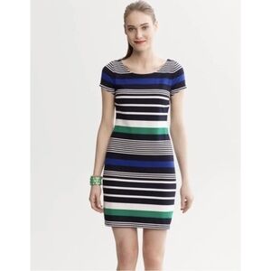 Banana Republic Sz 4 Striped Knit Shift Sheath s Dress Stretch